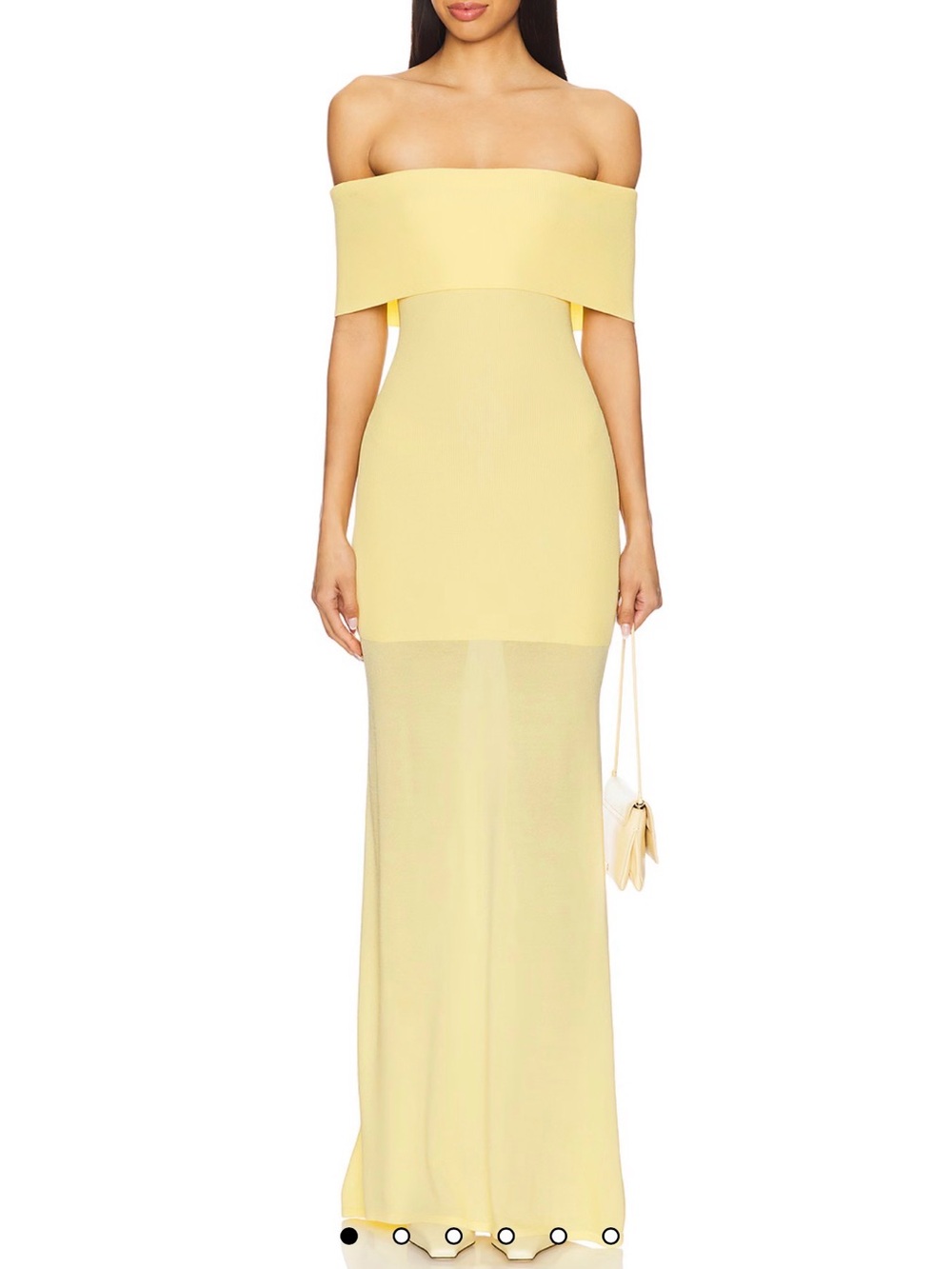 Lovers + Friends Strapless Pale Yellow Foldover Gown